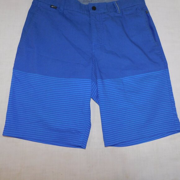 Nike Golf Modern Fit DriFit Mens 30 Blue Striped Flat Front Short - Picture 3 of 11